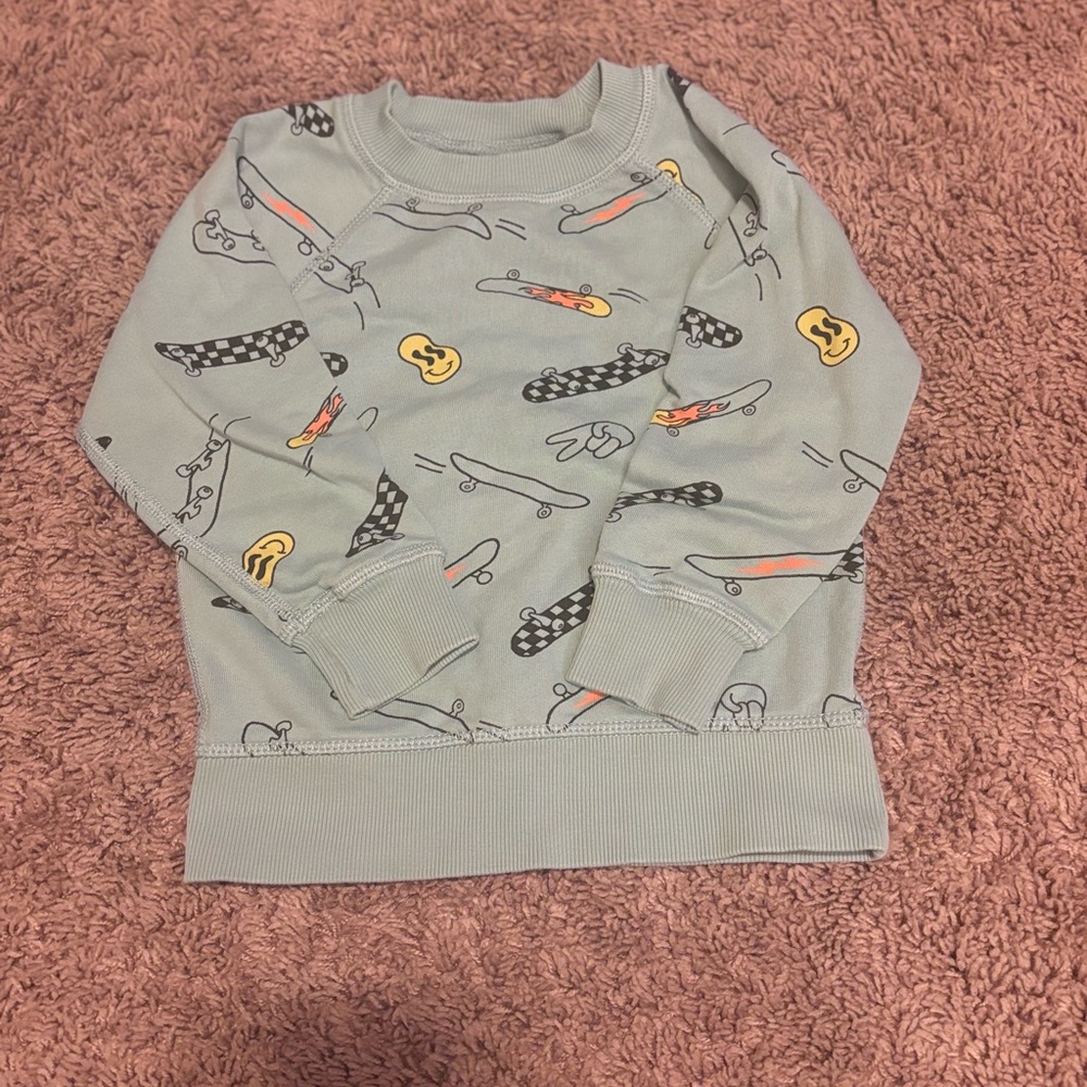 Hanna Andersson Crewneck Boys Size 3T Skateboards Smiley